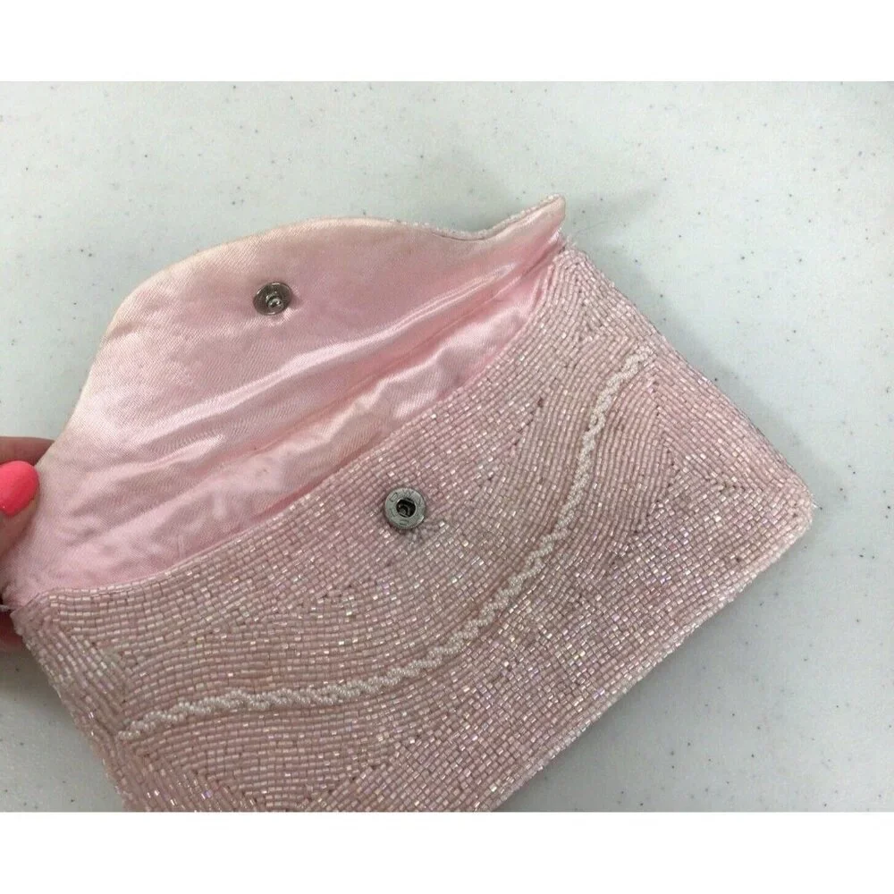 Richer Pink Sequin Beaded Bag Clutch Made in Japan
